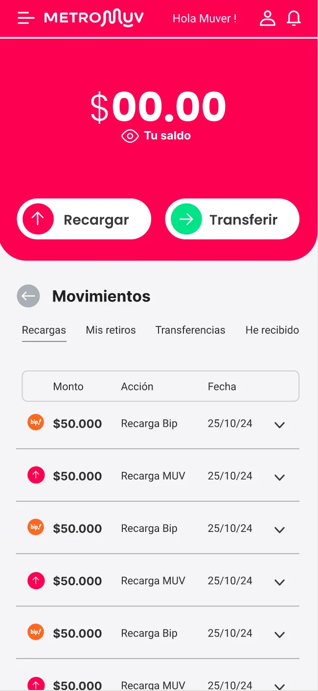 App screens